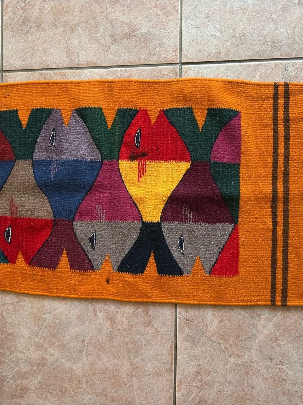 Orange Geometric Fish rug